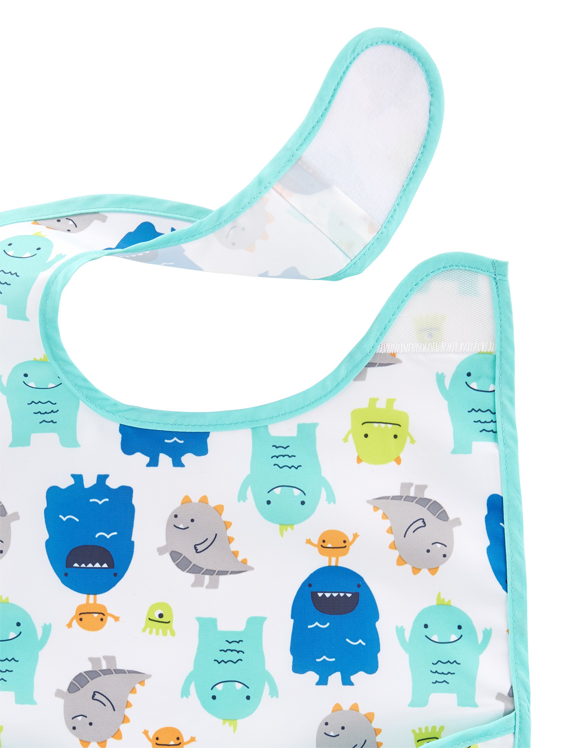 Carter's Baby 4-Pack Feeder Bibs for Boys & Girls | Soft Dribble Bibs with Fire Truck, Monster & Stripe Designs | One Size Adjustable | Perfect for Mealtime, Drool Protection & Toddler Feeding