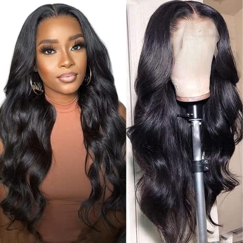 22 Inch 13x4 HD Lace Front Wigs Human Hair Body Wave - Brazilian Virgin Hair Transparent Lace Frontal Wig for Black Women (150% Density, Glueless, Pre-Plucked with Baby Hair & Bleached Knots) - Perfect for Daily Wear, Parties & Special Occasions