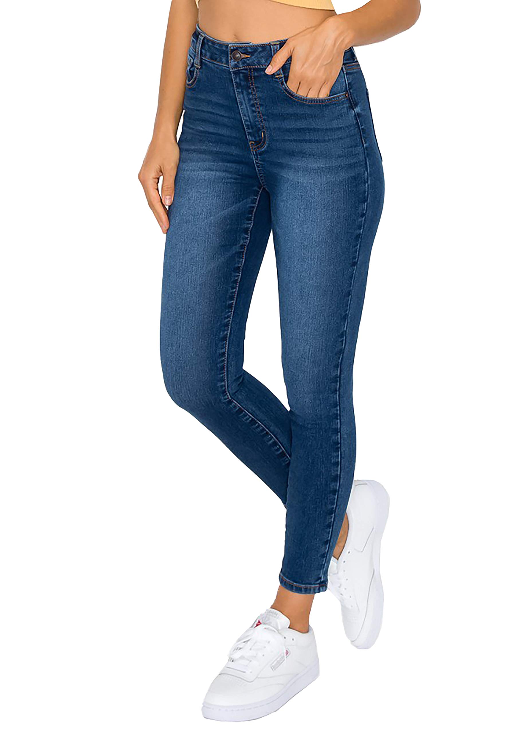 Women's High Waisted Skinny Jeans - Stretch Comfy Knit Denim Ankle Pants for Casual Wear & Everyday Outfits