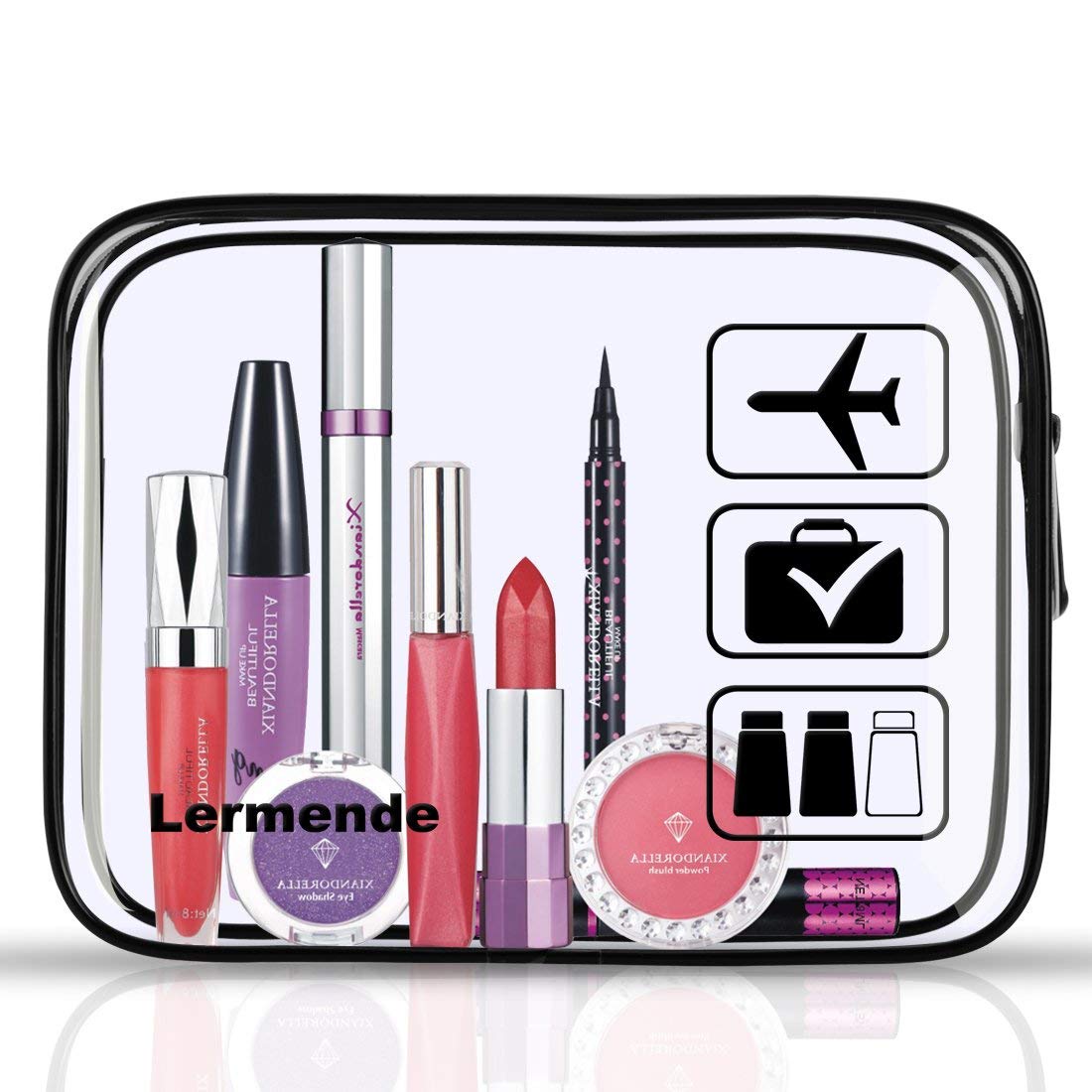 TSA Approved Clear Toiletry Bag for Travel - Quart Size Cosmetic Organizer for Women & Men (5 Black) | Perfect for Airports, Bathroom Storage & Medicine Organization