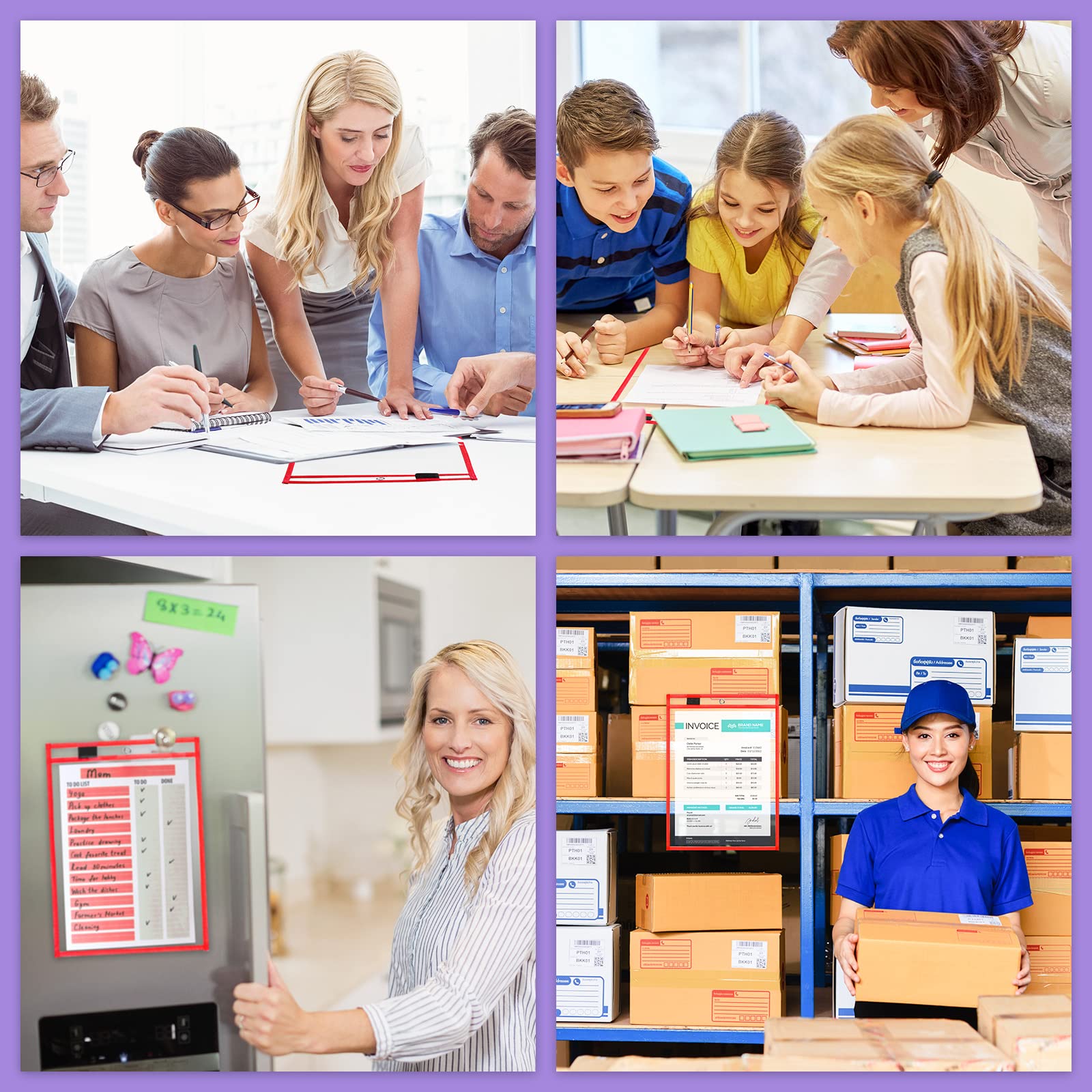 50-Piece Dry Erase Pockets - Clear Plastic Sleeves for Classroom, Office & Retail | 14