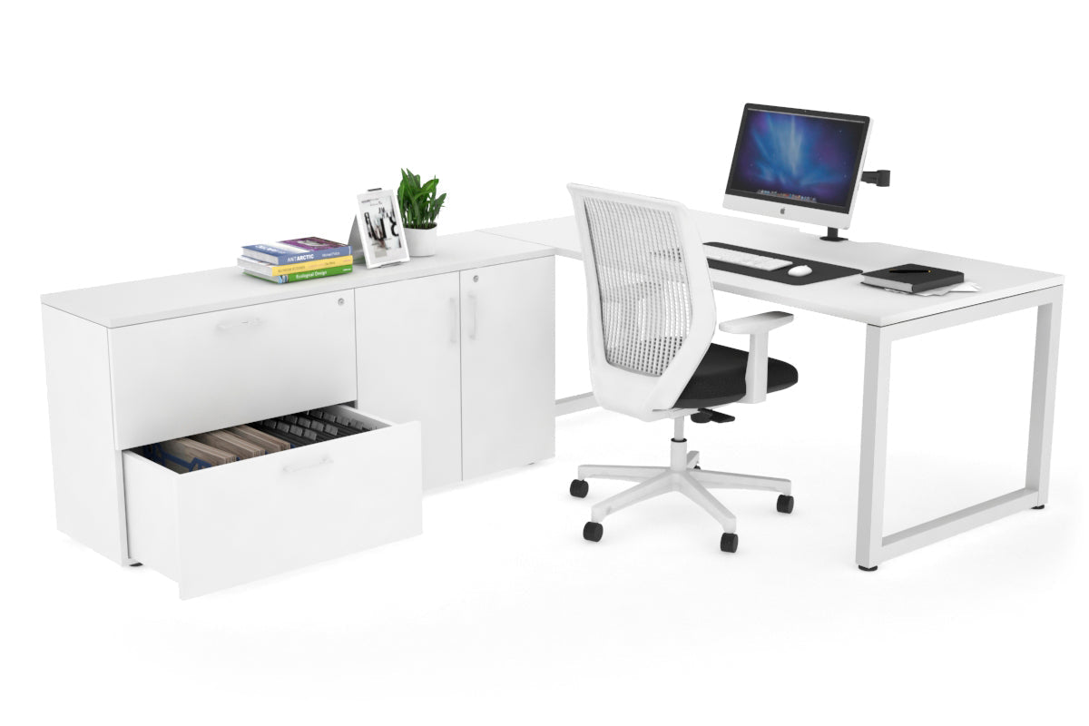 Quadro Loop Executive White Frame Office Chair - 1600L x 800W with Cable Scallop Design - Perfect for Modern Workspaces, Home Offices & Conference Rooms