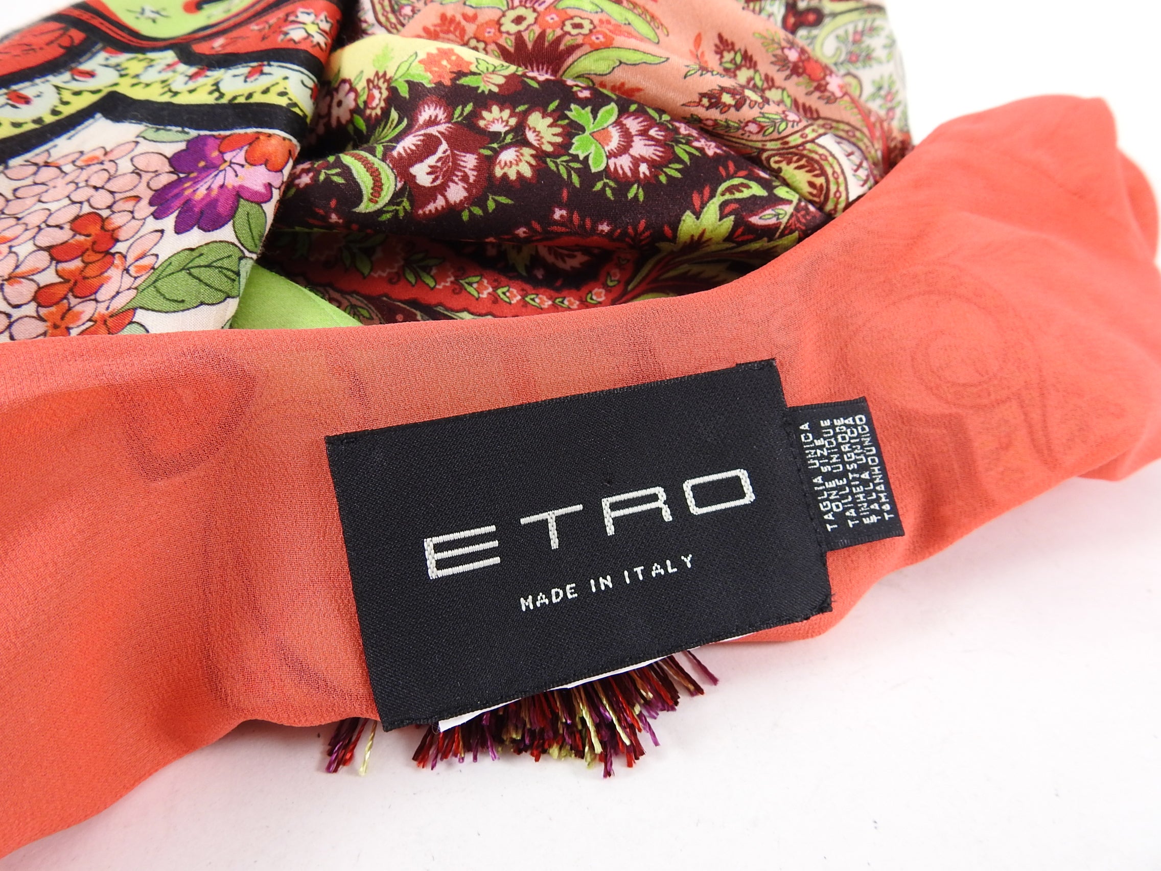 Etro Pink Fringe Silk Viscose Kimono Robe Coat - Free Size for Women | Elegant Loungewear & Boho Chic Cover Up for Home, Beach & Special Occasions