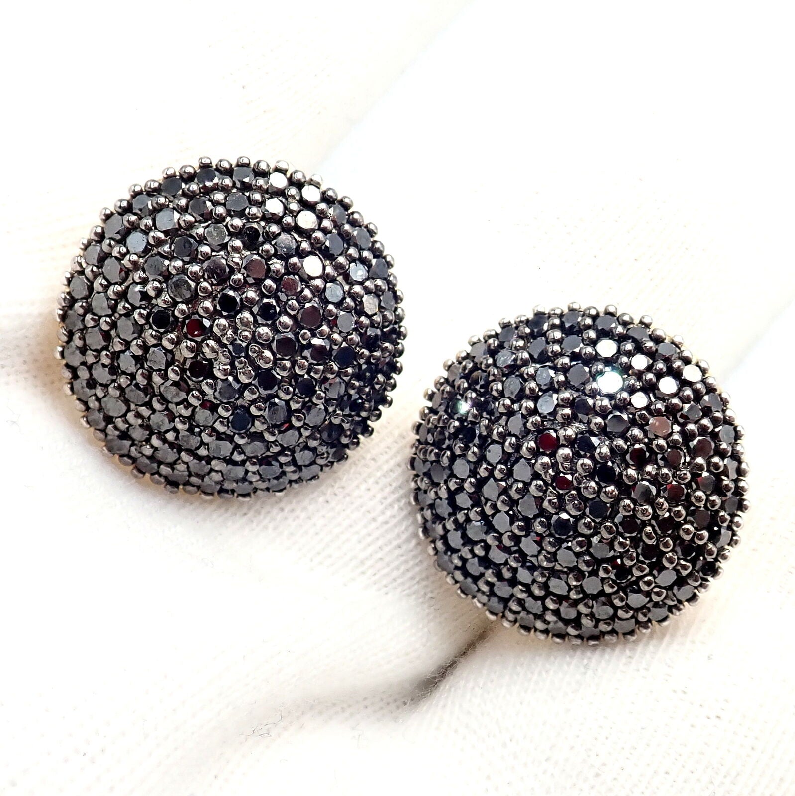 Authentic Gurhan 24K Yellow Gold Hammered Lentil Black Diamond Large Hoop Earrings for Women - Luxury Statement Jewelry for Evening Parties & Special Occasions