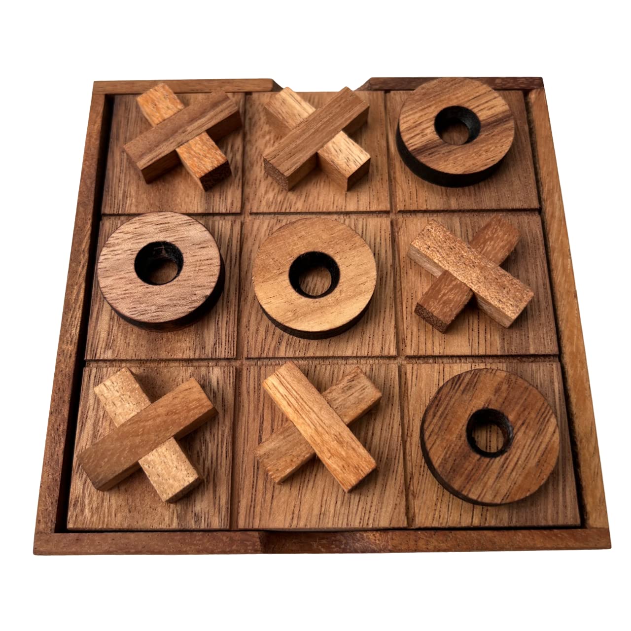 NUTTA - Wooden Tic Tac Toe Game Set - 5.5 x 5.5 Inches Classic Board Game for Adults & Kids - Fun Coffee Table Decor, Travel, Backyard, Indoor & Outdoor Games - Perfect Gift for Friends and Family