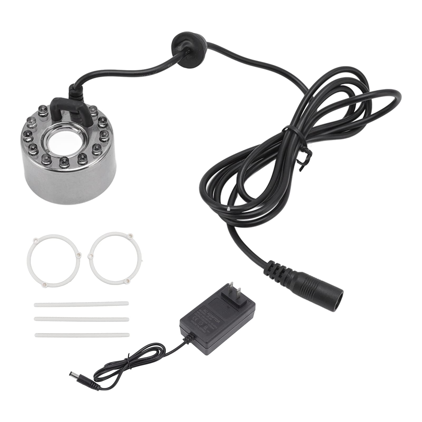 Mini Mist Maker with 12 LED Color Changing Lights - Stainless Steel Water Fogger for Indoor/Outdoor Use | Perfect for Home Decor, Pond, Bonsai, Bar & Waterscape Atmosphere