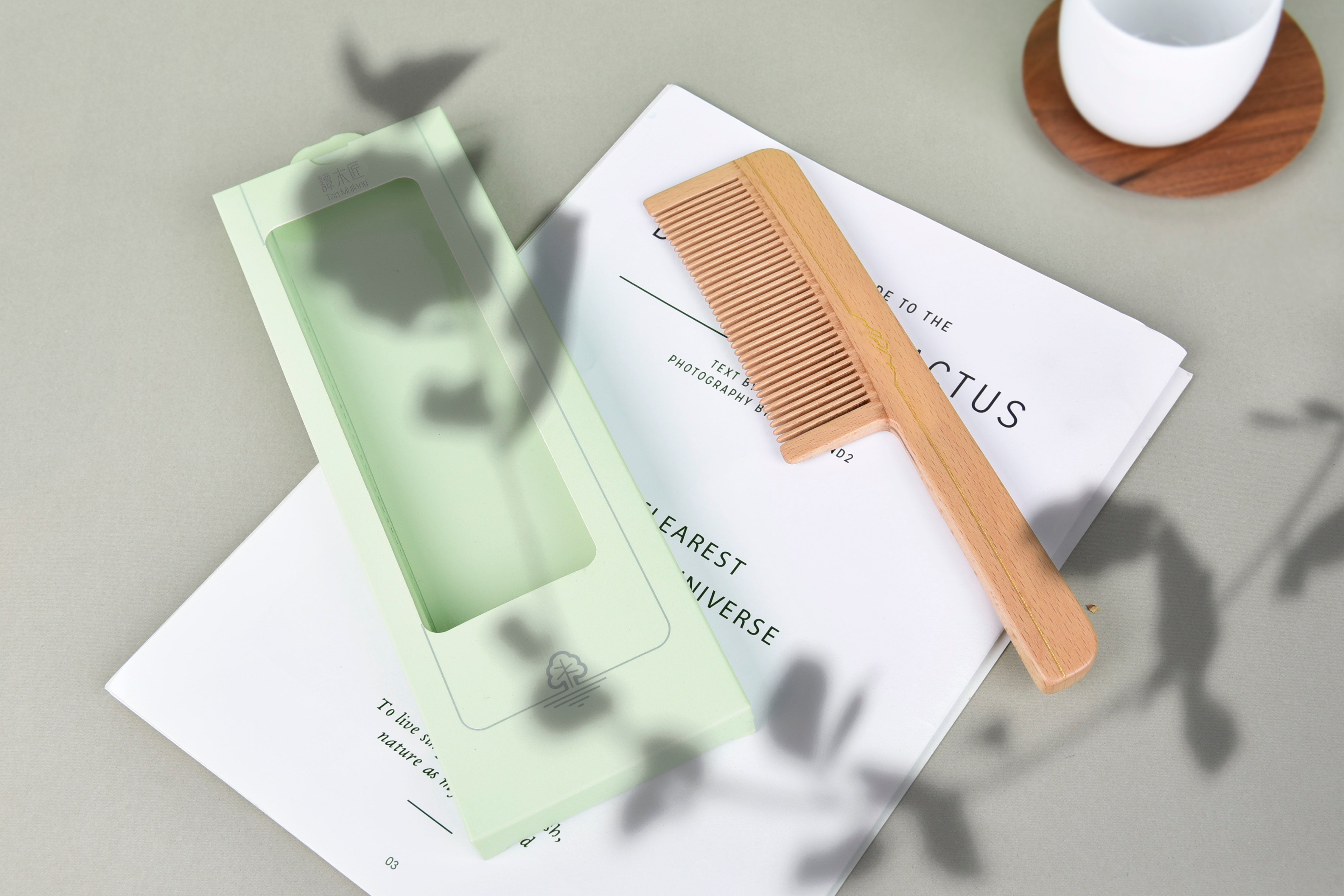 FSC Certified Beech Wood Fine Tooth Comb for Men & Women - Natural Hair Styling, Detangling & Scalp Massage - Perfect for Travel, Home & Salon Use