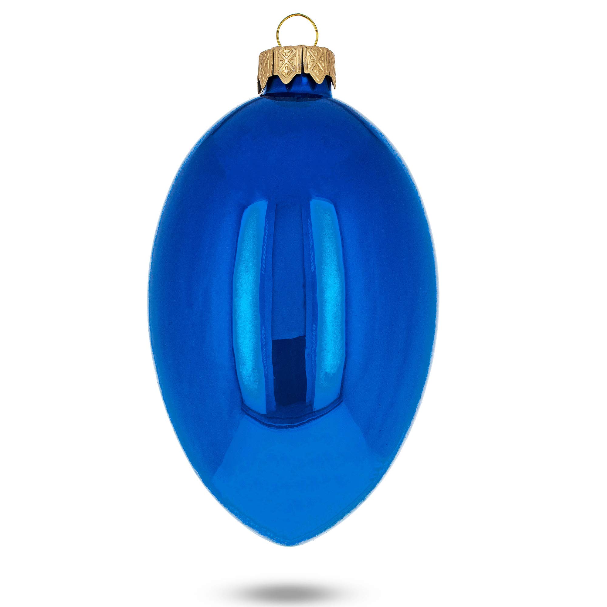 6-Pack Blue Glossy Glass Easter Egg Ornaments - 4 Inch Holiday Decorations for Christmas Tree, Easter Basket, Spring Table Centerpiece & Home Decoration