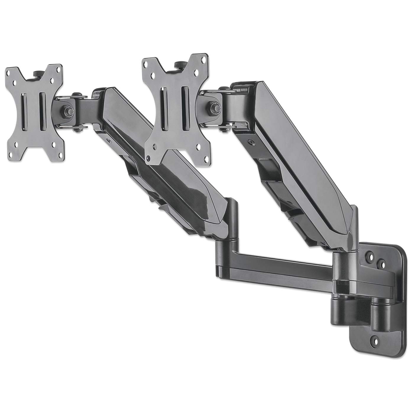 Universal Gas Spring Dual Monitor Wall Mount Bracket - Adjustable VESA 75x75/100x100mm - Ergonomic Desk Clamp for 13-32