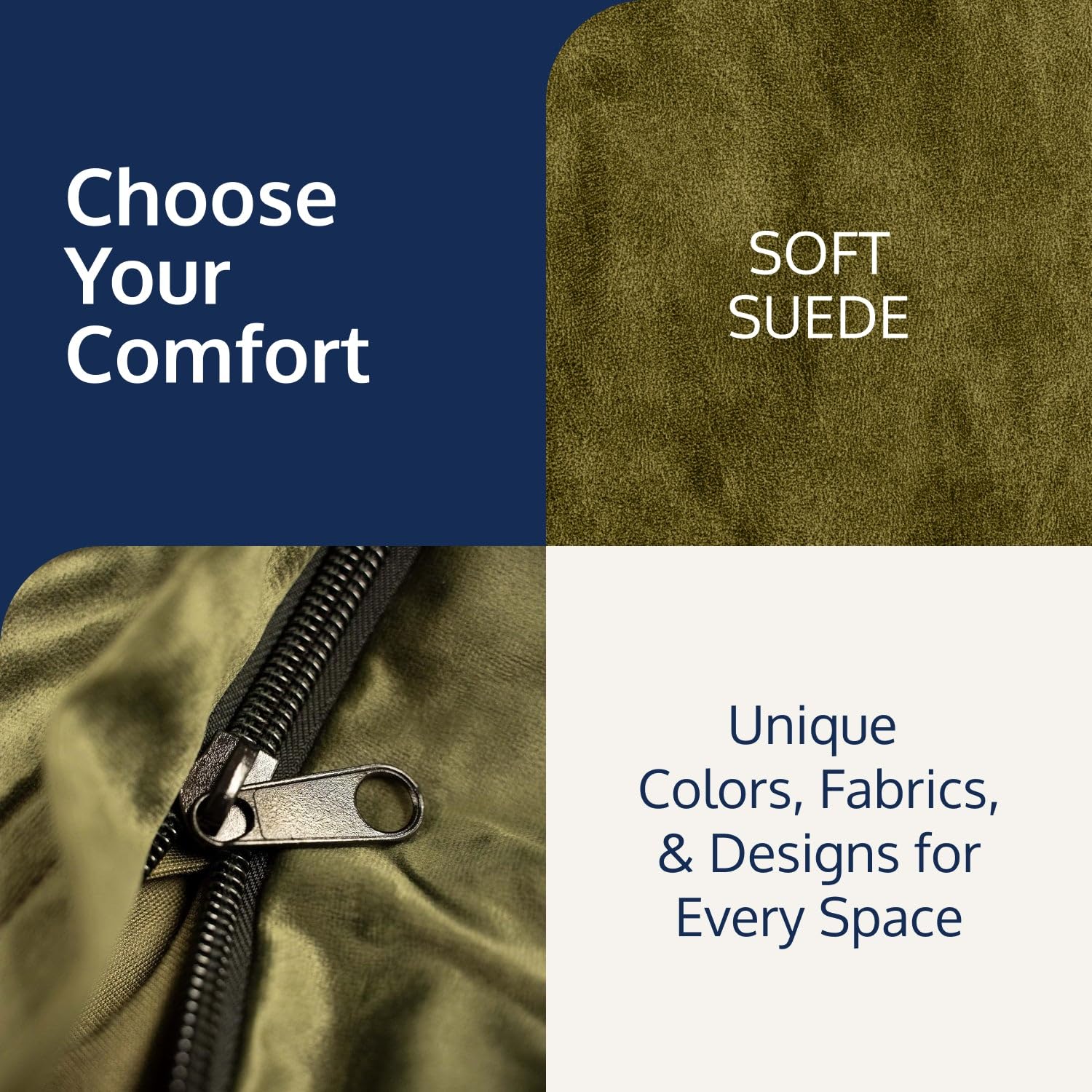 ULTIMATE SACK 3ft Oversized Bean Bag Chair for Adults - Premium Olive Suede Lounge Furniture | Perfect for Living Room, Game Room & Dorm Relaxation