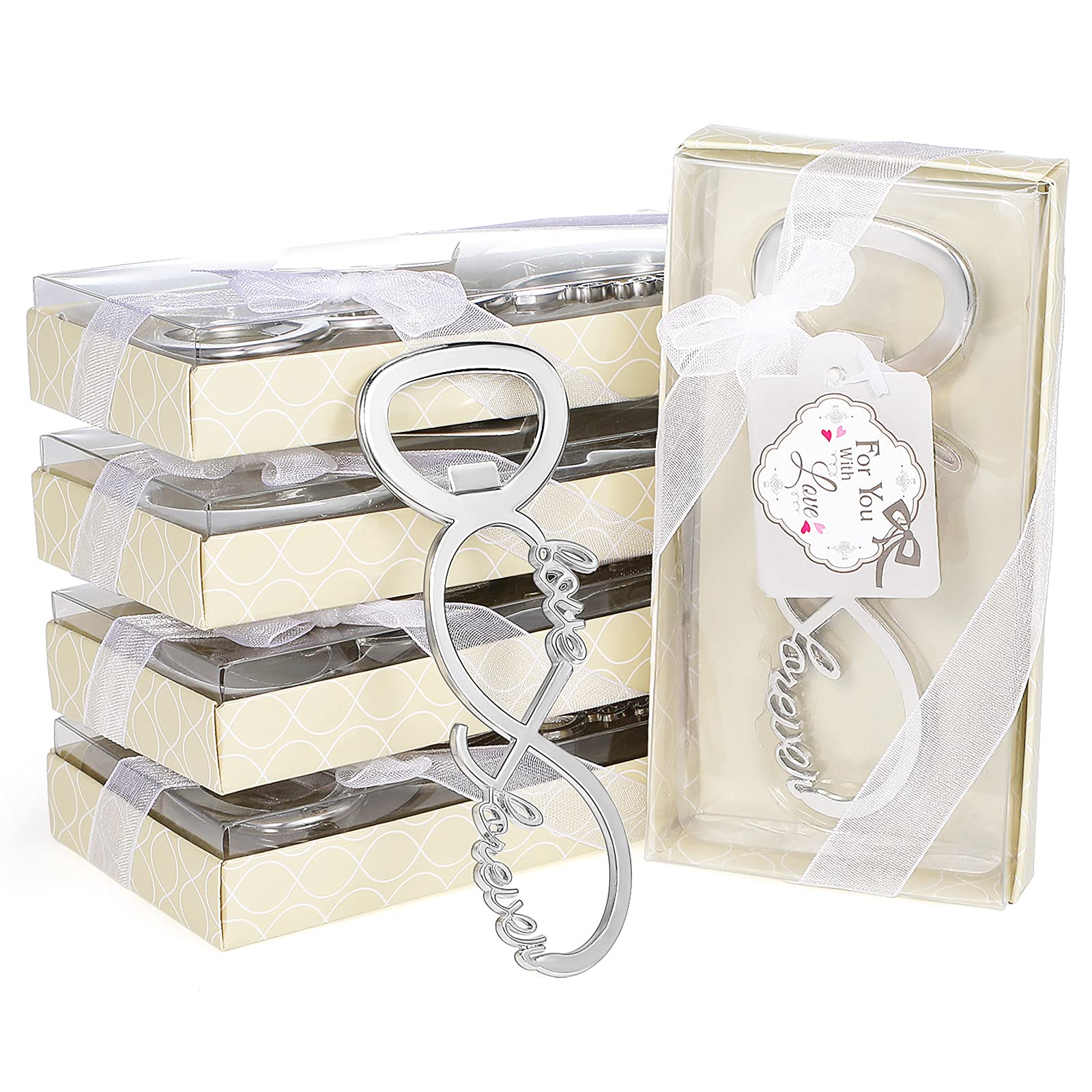 50 Pack Silver Love Forever Bottle Openers - Wedding Favors, Bridal Shower Gifts, Guest Souvenirs, Birthday Party Decorations & Supplies - Perfect for Anniversary Celebrations, Romantic Proposals & Couple Events