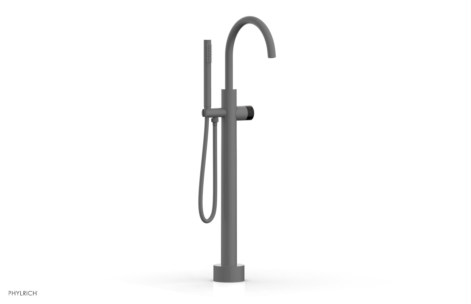 BASIC II Low Floor Mount Tub Filler with Black Marble Handle & Hand Shower - Model 230 47 03 - Perfect for Modern Bathroom Renovations and Spa-Like Showers