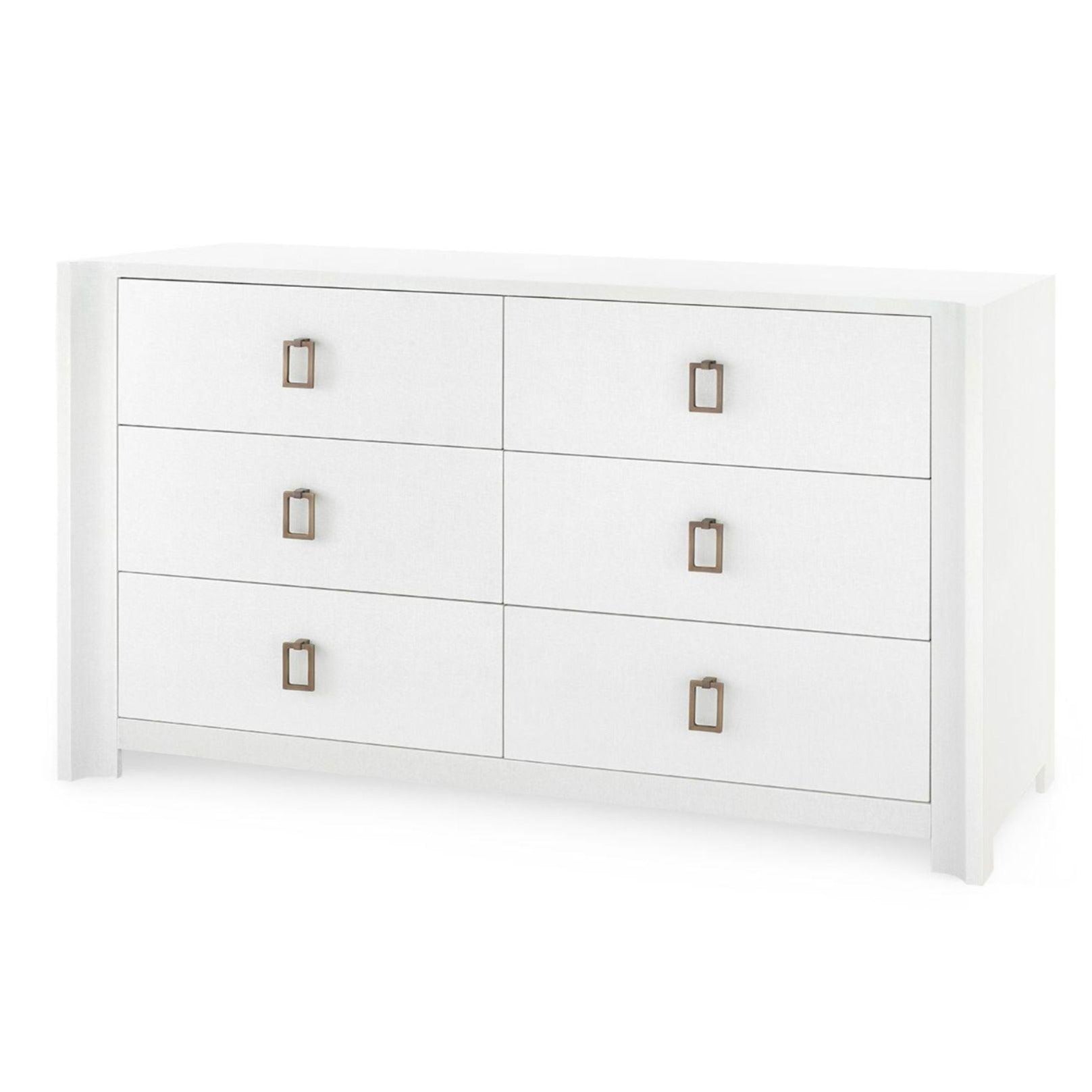 Audrey 6-Drawer Chest Dresser in Cream - Customizable Pulls for Bedroom & Living Room Storage