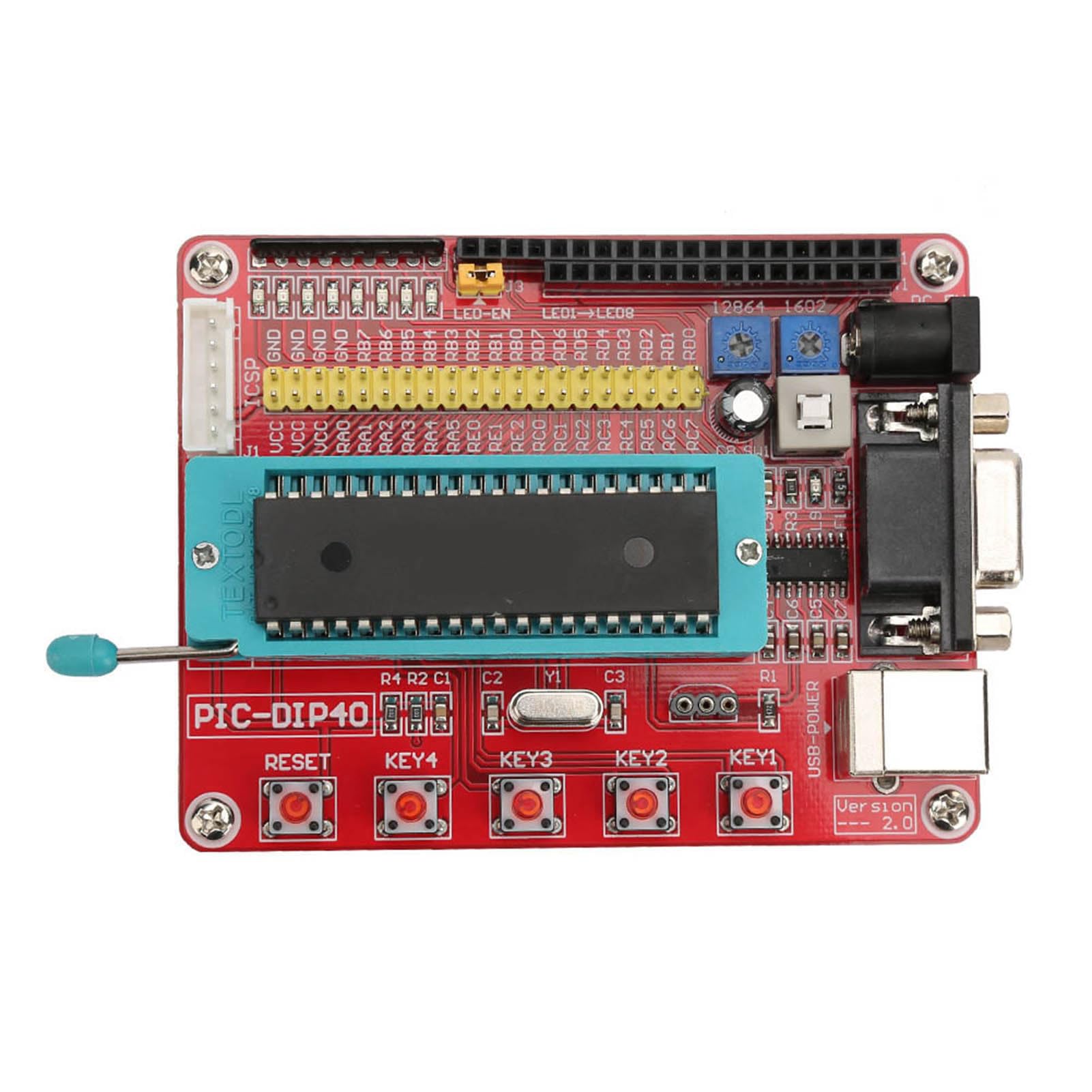 PIC16F877A Microcontroller Learning Board with RS232 Interface - Starter Kit for Electronics & Programming Projects | Ideal for STEM Education, DIY Robotics & Embedded Systems Development