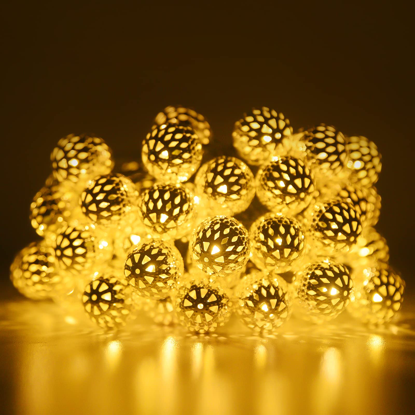 20LED Solar String Lights Outdoor 9.8FT - 8 Lighting Modes, Waterproof Moroccan Fairy Lights for Garden, Patio, Wedding & Party Decor - Warm White Twinkle Lights for Romantic Ambiance