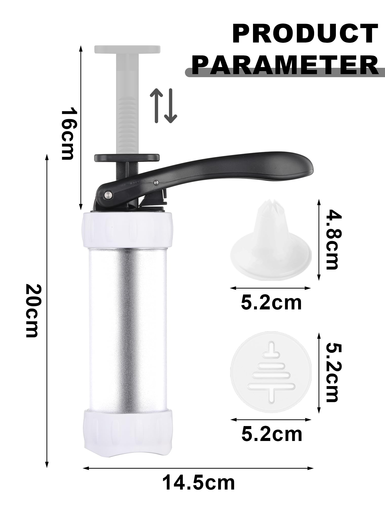Premium Cookie Press Set with 12 Discs & 10 Cake Decorating Tips - Stainless Steel Churro & Biscuit Maker (White) - Perfect for Holiday Baking, Party Treats & DIY Dessert Decorating
