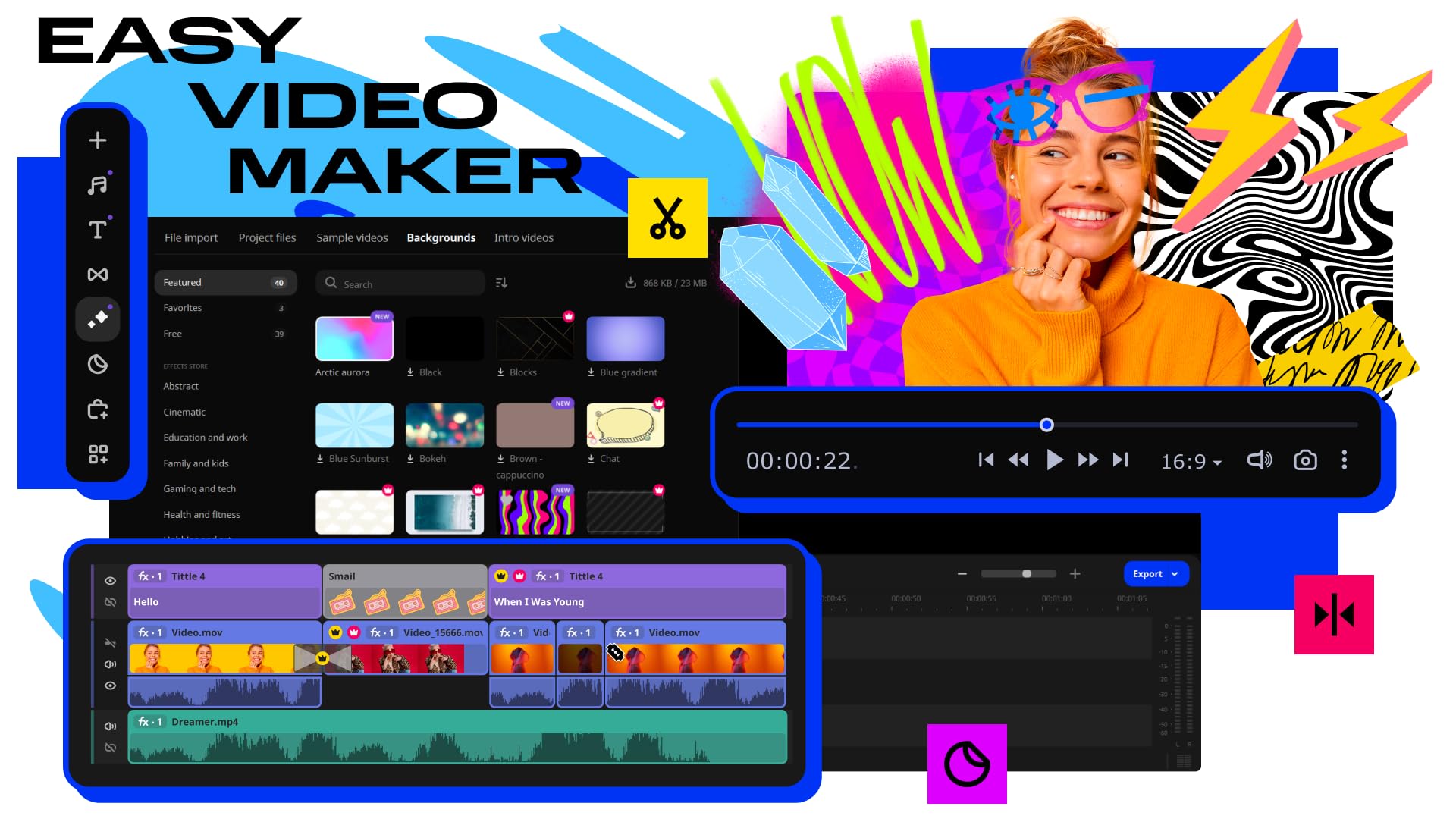 Movavi Unlimited Video Editor - 1-Year Business License for PC Download | Professional Video Editing Software for Business & Marketing Videos