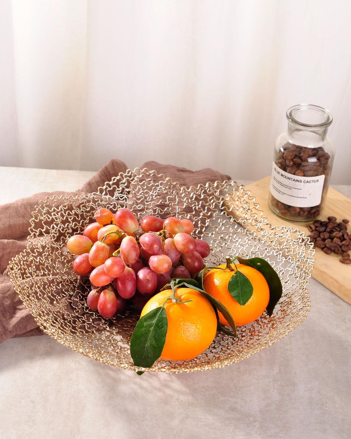 Gold Large Decorative Dish for Fruits & Vegetables - Elegant Kitchen Counter & Dining Table Centerpiece Bowl Basket for Home Decor - Perfect for Living Room, Dining Room & Kitchen Display
