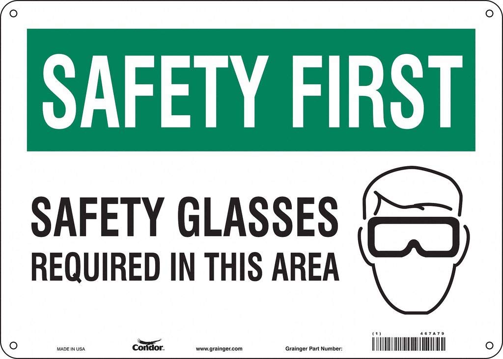 Condor Safety Glasses - Rectangle Frame, 10 Inch Height (Pack of 2) - ANSI Z87.1 Certified for Workplace & Industrial Use