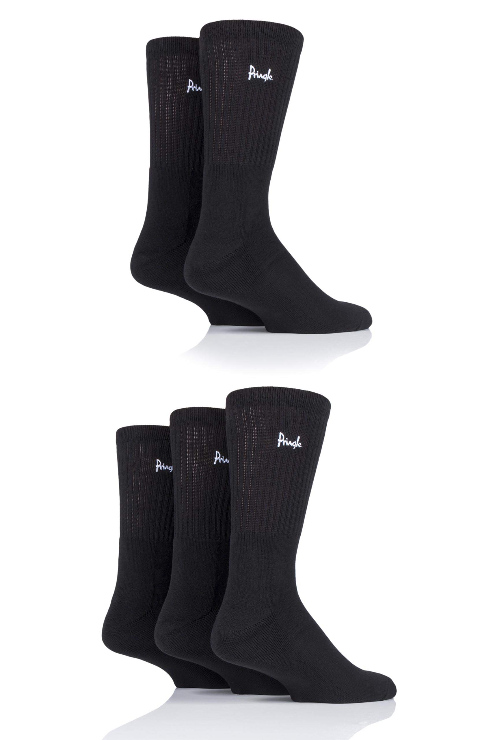 Pringle Men's Half Cushioned Sports Socks - 5 Pack for Running, Gym & Athletic Performance | Breathable & Comfortable Workout Socks