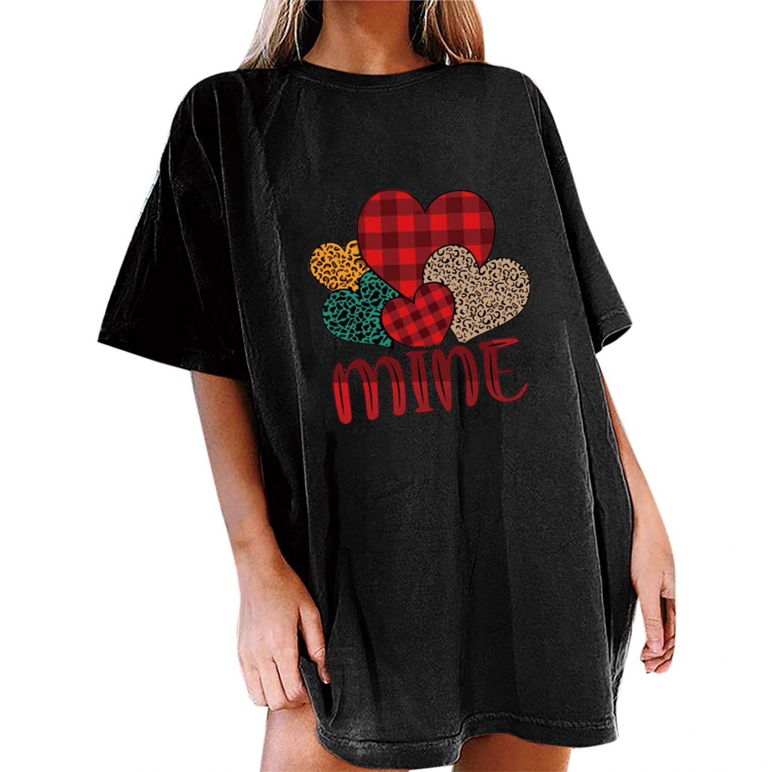 **Aayomet Women's Casual Loose Fit Tops - Short Sleeve Summer Blouse with Love Letter Graphic Print | Perfect for Everyday Wear, Outings & Casual Dates**
