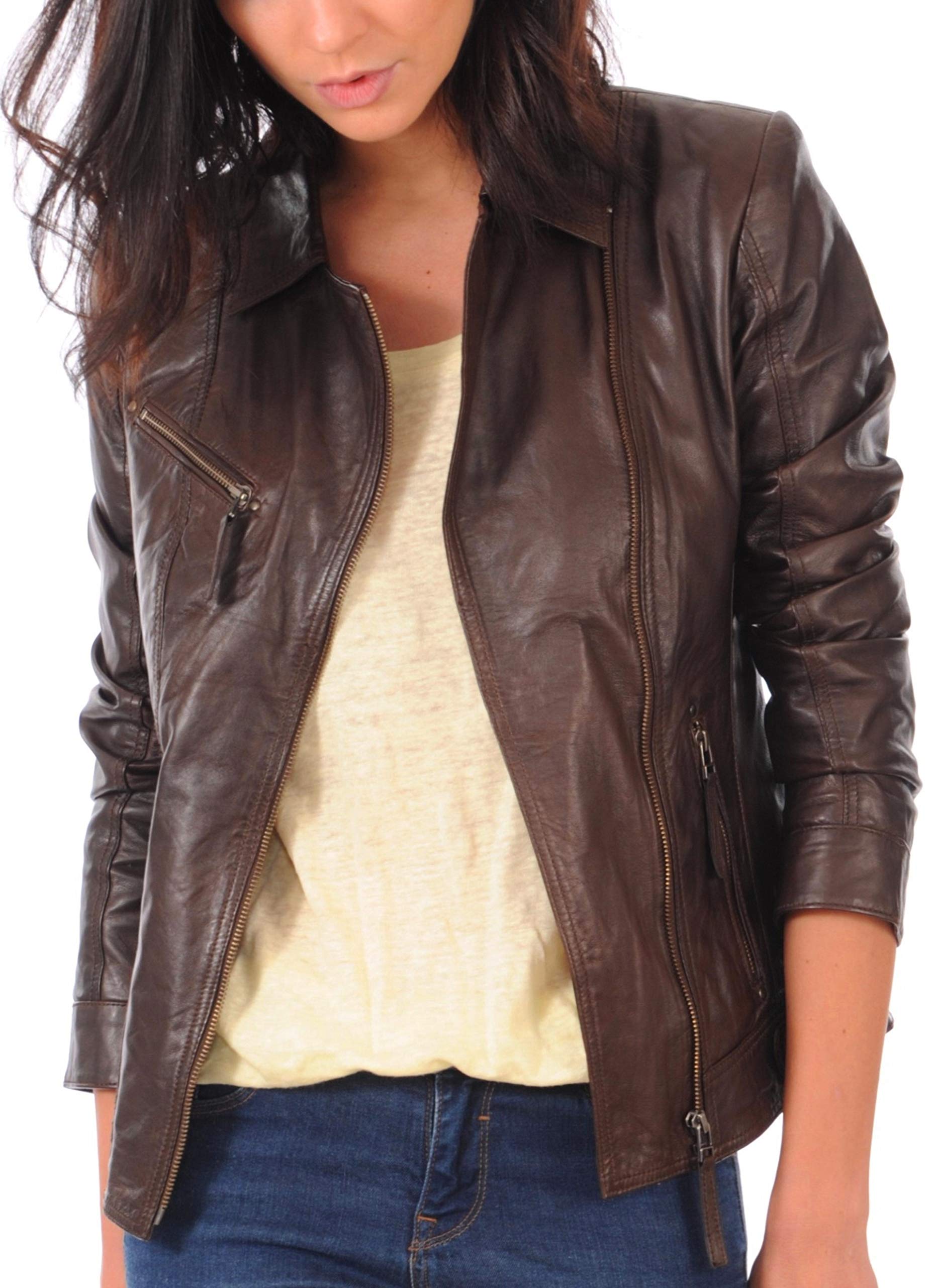 KYZER KRAFT Women's Genuine Lambskin Leather Bomber Jacket - Stylish Motorcycle Biker Jacket for Women | Perfect for Riding, Casual Outfits & Night Out