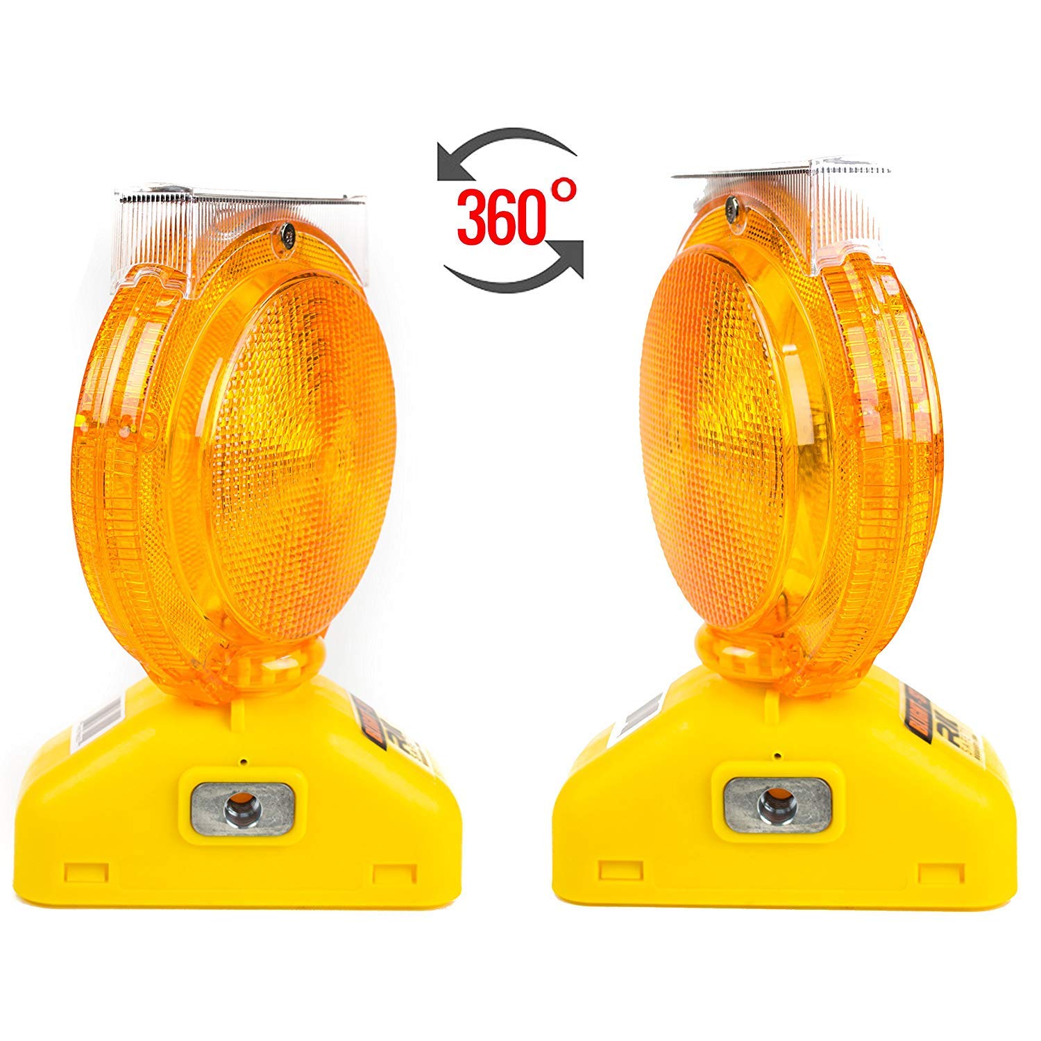 (4-Pack) RK Safety BLIGHT-ST Solar Rechargeable Amber LED Barricade Warning Lights - 2-Sided Flashing Traffic Signals with 3-Way Operation Switch | Includes Switch Pin & Bolt | Perfect for Construction Zones, Road Work & Emergency Vehicle Safety