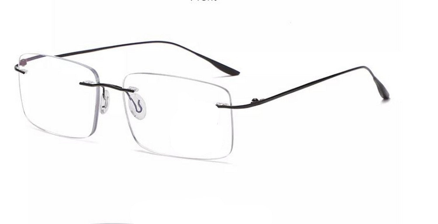 Ultralight Progressive Multifocal Blue Light Blocking Prescription Reading Glasses - Rimless Eyewear for Computer Work, Reading & Daily Use