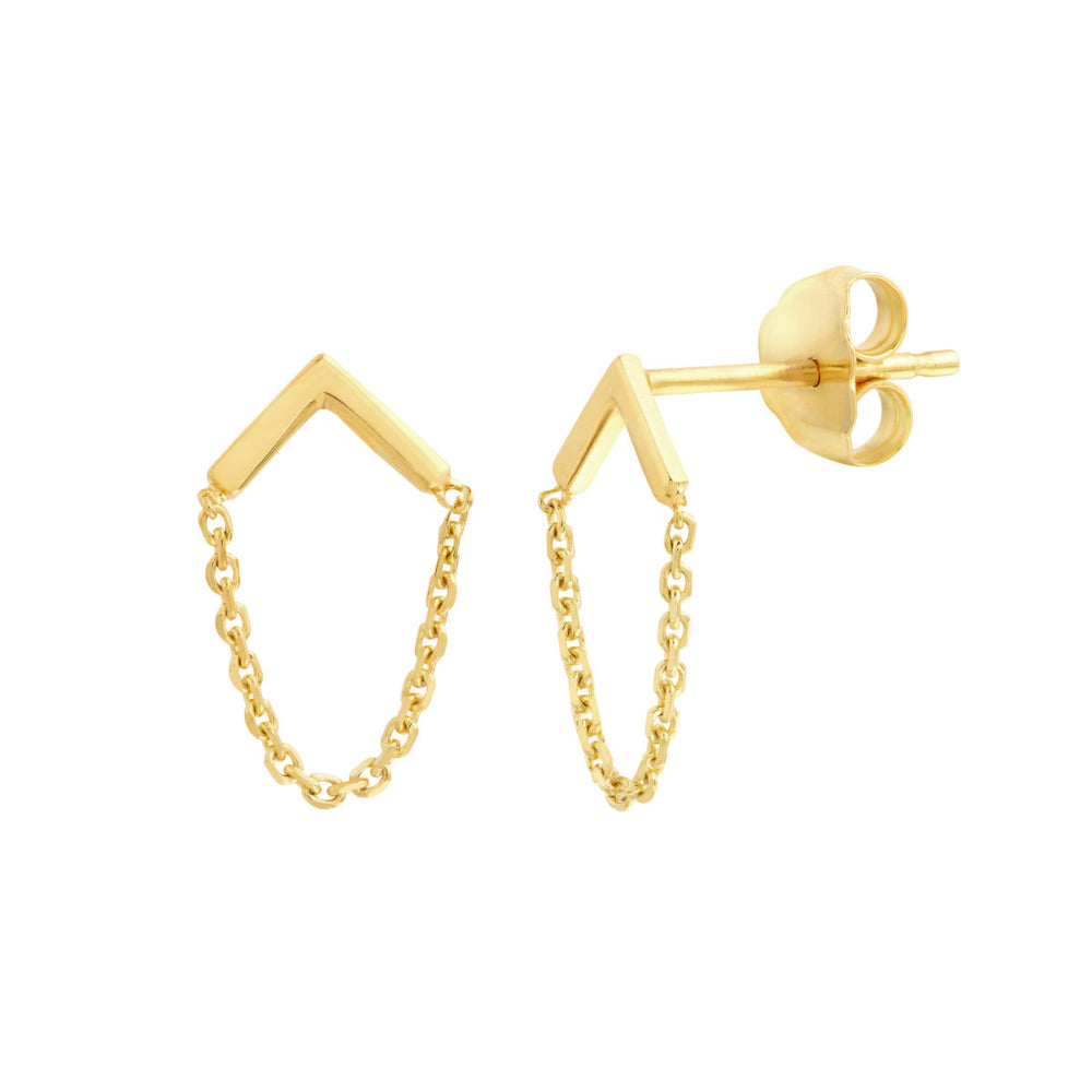 14K Gold Bar Chain Drop Earrings for Women - Dainty Minimalist Elegant Jewelry - Perfect for Parties, Weddings & Everyday Wear