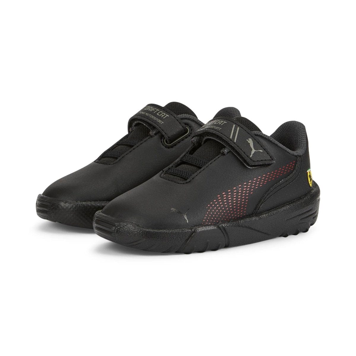 PUMA Kids Scuderia Ferrari Drift Cat Decima Hook & Loop Motorsport Black Sneakers - Lightweight & Comfortable for Boys & Girls - Perfect for Racing, School & Casual Wear