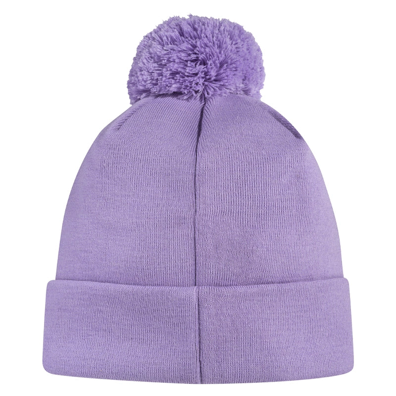 CCM Core Pom Knit Beanie Hat for Women - Soft Lavender Winter Hat with Faux Fur Pom Pom - Perfect for Skiing, Snowboarding & Cold Weather Fashion