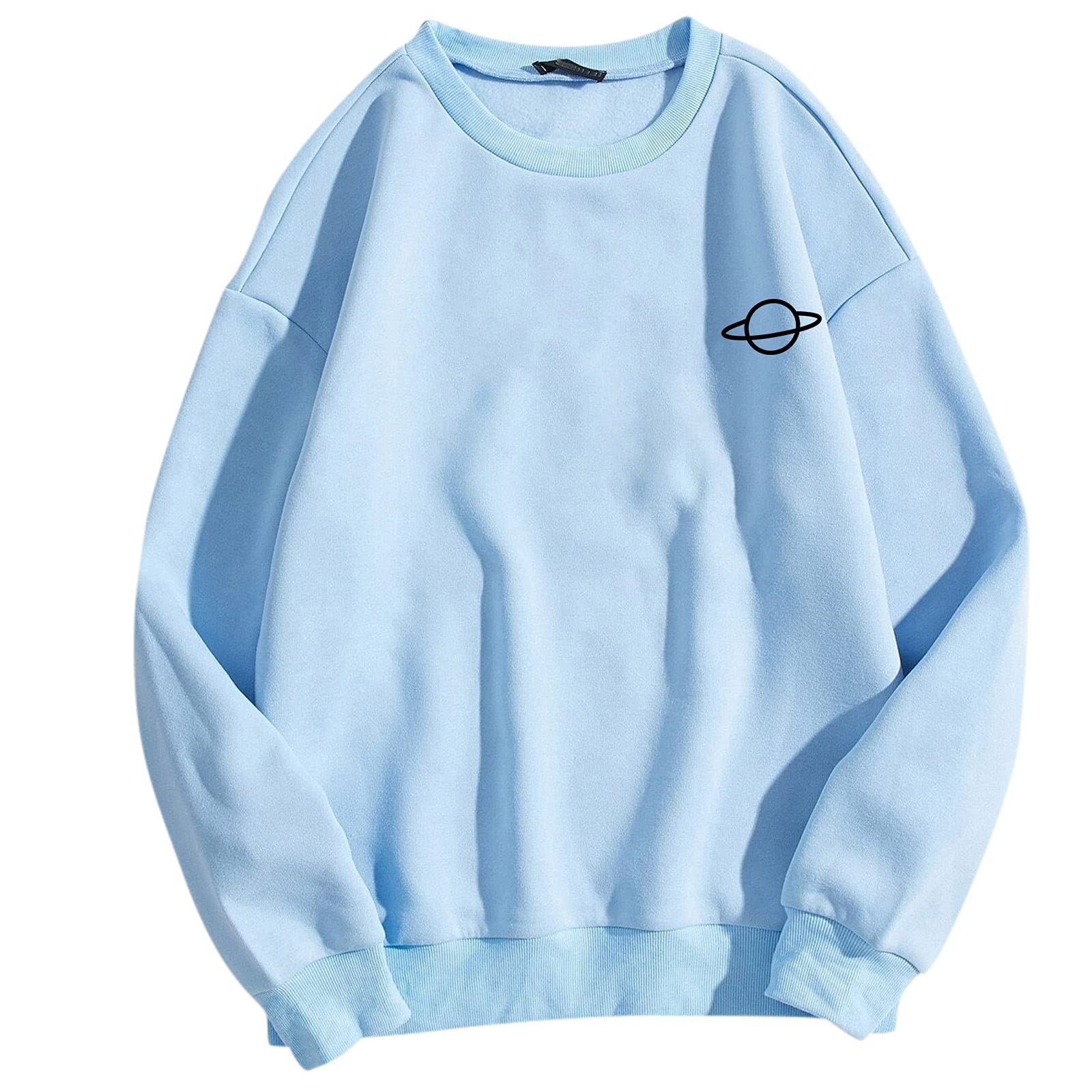 OJinShaWanO Women's Loose Fit Workout Tops - Casual Long Sleeve Printed Round Neck Sweatshirts for Yoga, Gym & Everyday Wear