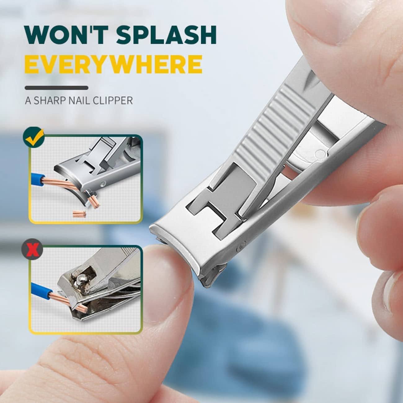 **Portable Nail Clippers for Thick Nails - Ultra Slim Folding Safety Lock Wide Jaw Cutter with Nail File, Travel-Friendly Double Head Curved & Slanted Trimmer for Toenails & Fingernails - Perfect for Travel, Home & Salon Use**
