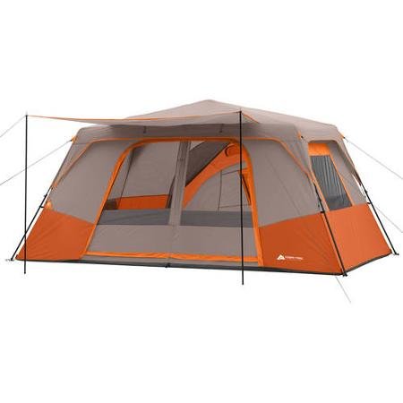 Ozark Trail 11-Person 3-Room Instant Cabin Tent - 14'x14' Orange - Perfect for Family Camping, Outdoor Adventures & Group Getaways