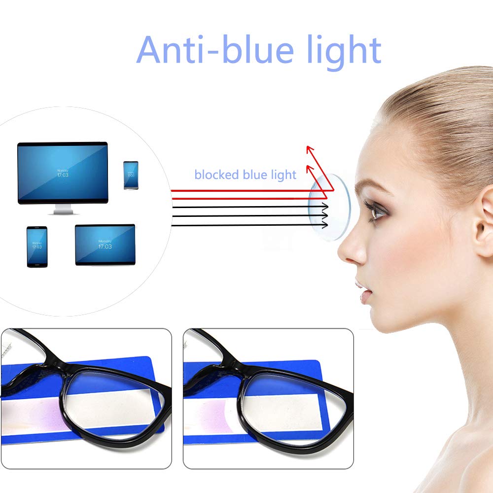 Progressive Reading Glasses for Women - Blue Light Blocking Multifocal Lenses (3.0x Magnification, Black) - Perfect for Computer Work, Reading & Screen Time