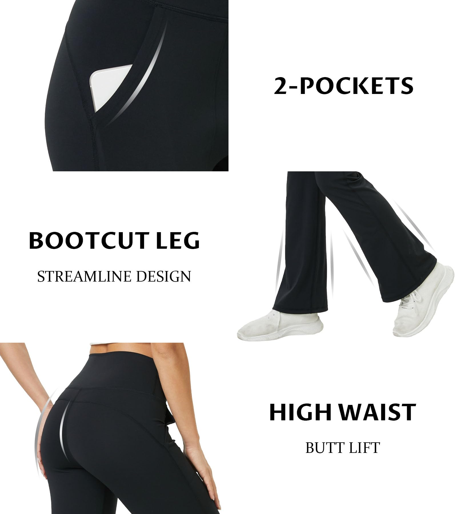 TOPYOGA Women's High Waist Flare Yoga Pants - Tummy Control Bootcut Leggings with Pockets for Workout, Running & Lounge Wear | Wide Leg Stretchy Athletic Pants for Yoga, Gym & Casual Outfits