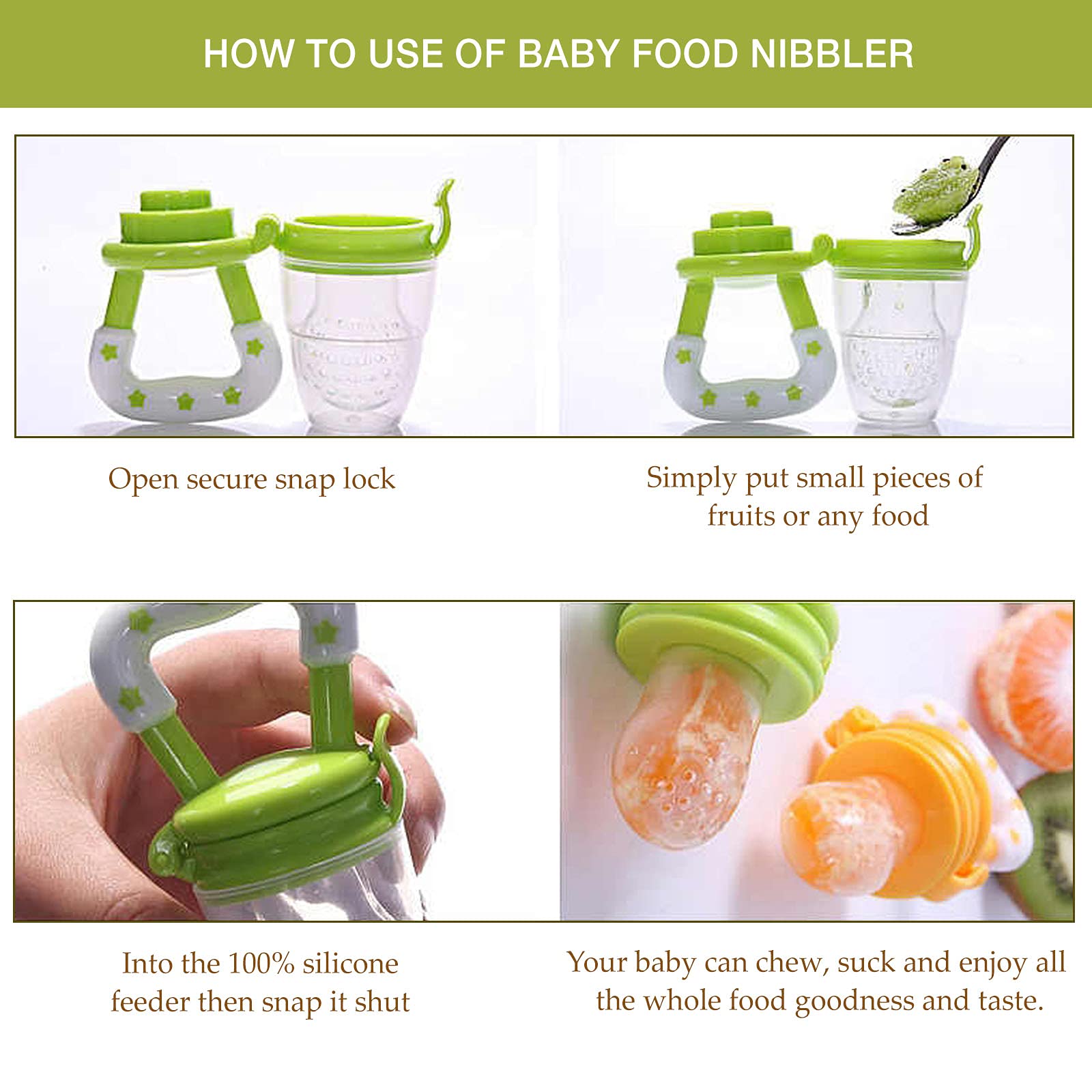 Safe-O-Kid BPA-Free Baby Fruit & Food Feeder – Non-Toxic Silicone Teether for Fresh Fruits, Vegetables & Snacks – Perfect for Babies & Toddlers (Blue, Pack of 2) – Ideal for Teething Relief & Healthy Snacking On-The-Go