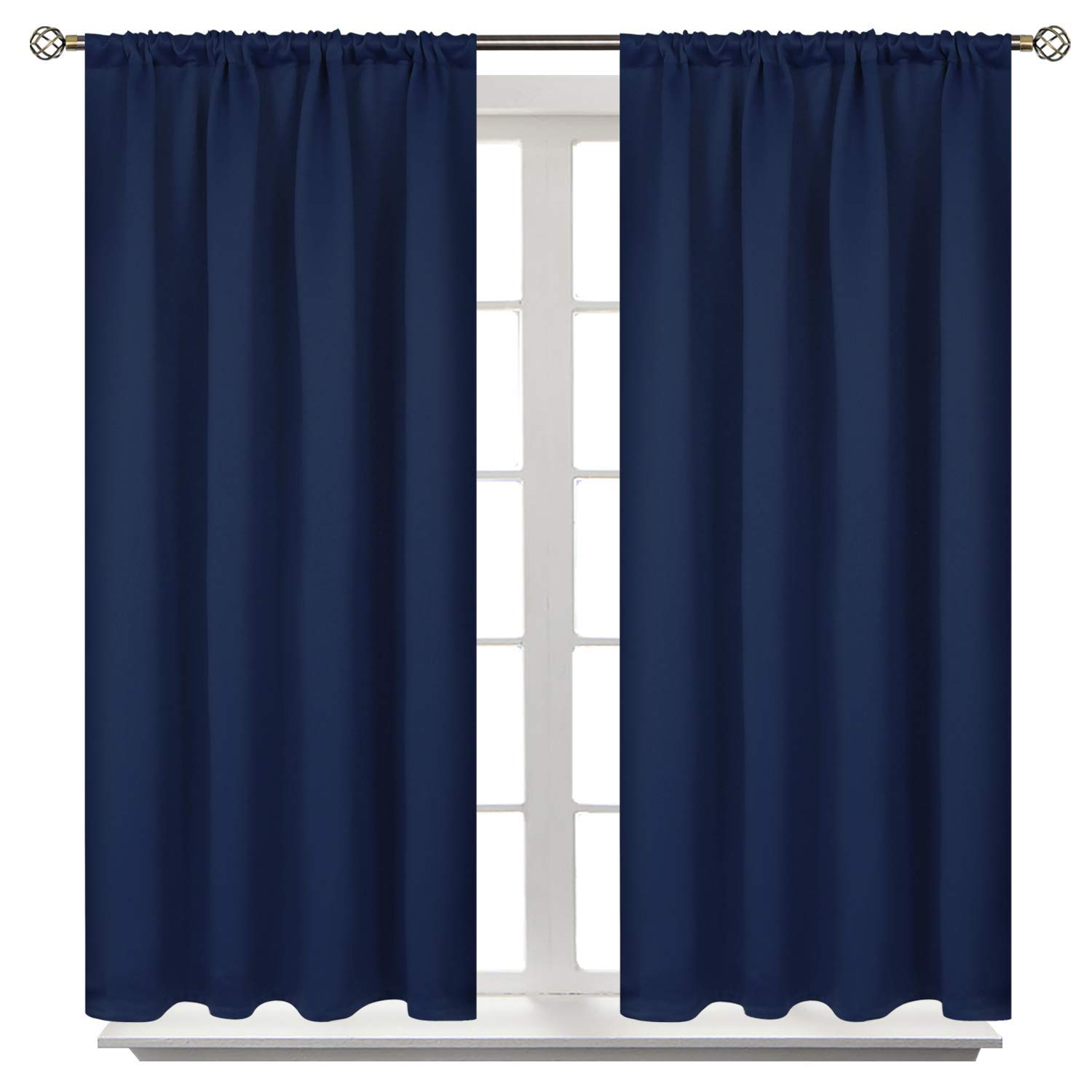 Thermal Insulated Polyester Rod Pocket Curtains for Windows & Doors - Navy Blue 60x108 Inches, 1 Panel - Blackout, Energy Saving & Privacy Protection for Living Room, Bedroom & Office
