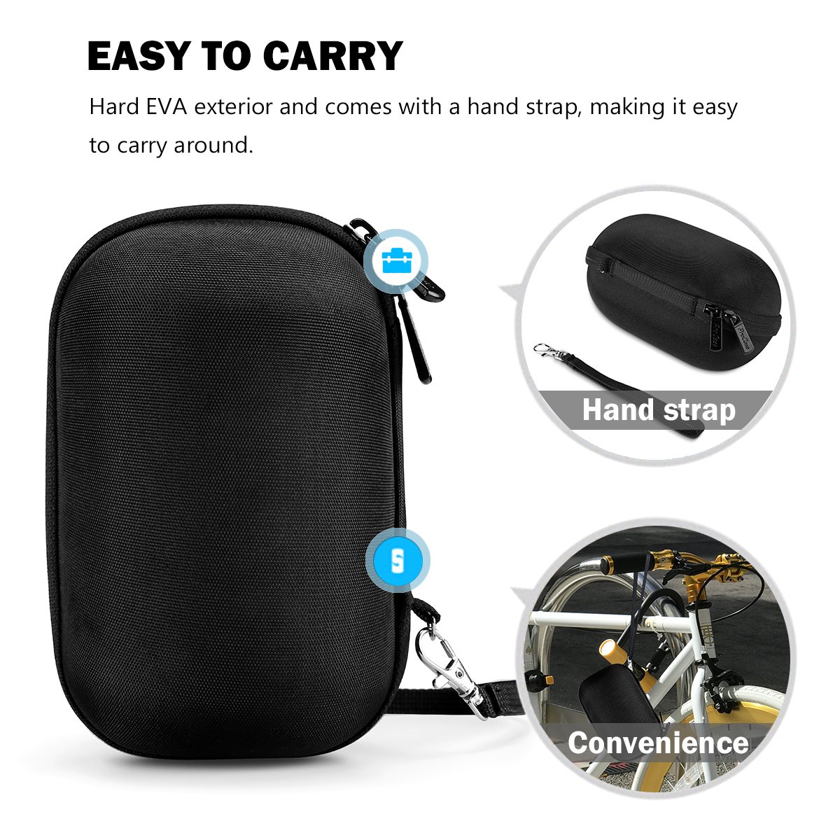 ProCase Hard Protective Case for Ultimate Ears WONDERBOOM/WONDERBOOM 2 Speaker - Durable Travel Carrying Bag with Charger & USB Cable Storage - Perfect for Outdoor Adventures, Beach Trips & Travel - Black