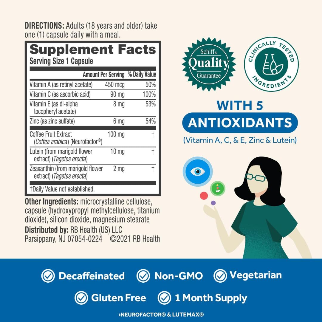 NEURIVA Brain & Eye Supplement for Memory, Focus & Concentration - Clinically Proven Lutein & Zeaxanthin with Vitamins A, C, E + Zinc - Supports Eye Health & Blue Light Protection - 30 Capsules (3 Pack) - Ideal for Students, Professionals & Gamers