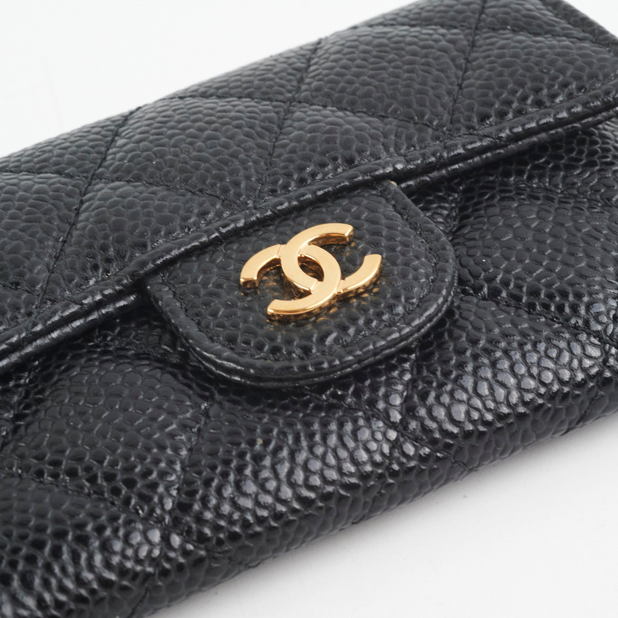 Chanel Quilted Caviar Leather Card Holder Wallet Black - Perfect for Everyday Use & Luxury Gift Giving