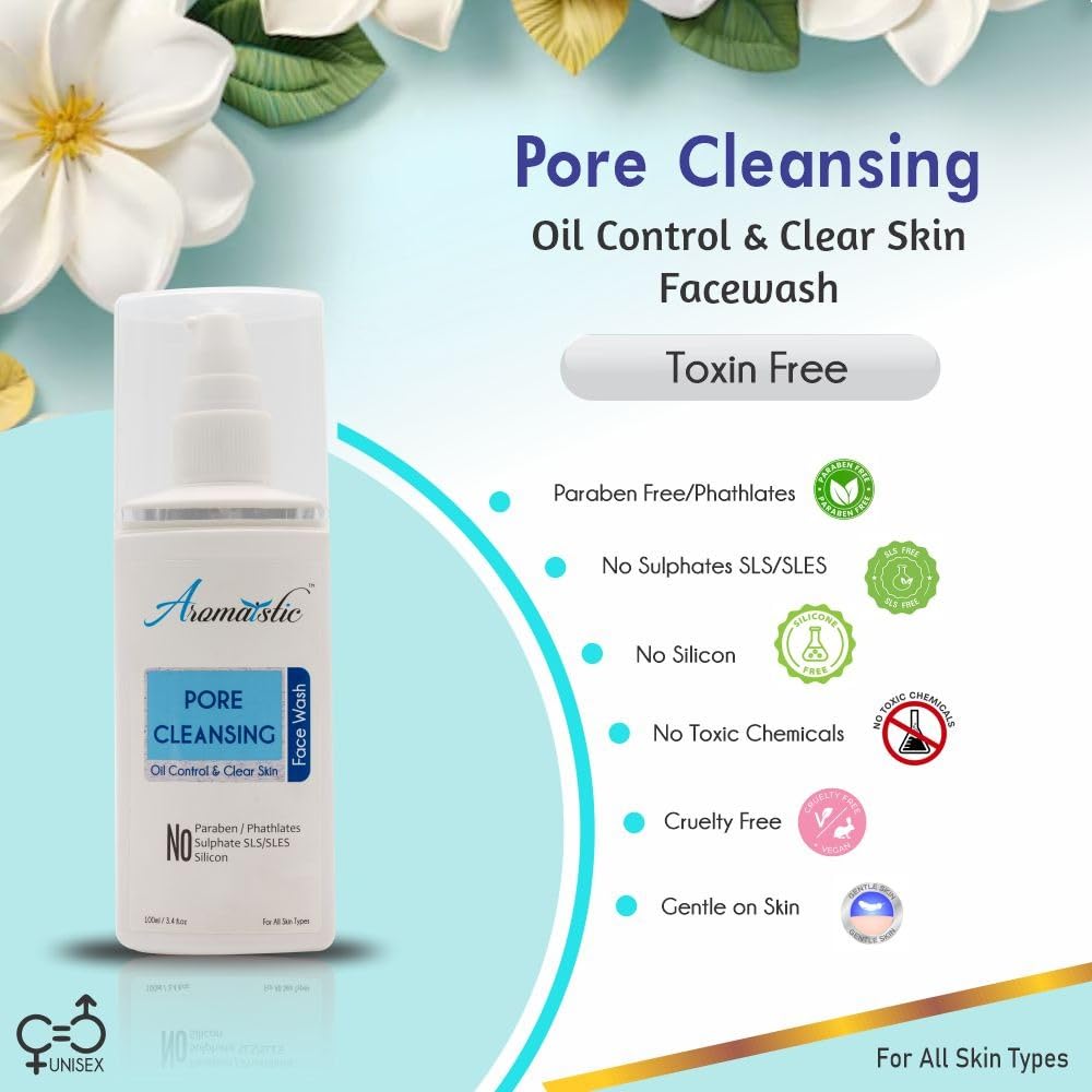 **Aromaistic Pore Cleansing Face Wash with Niacinamide – Deep Cleansing, Hydrating & Anti-Acne Oil Cleanser for Women & Men | Paraben, Sulfate & Silicone-Free | 100ml | Perfect for Daily Skincare & Acne-Prone Skin**