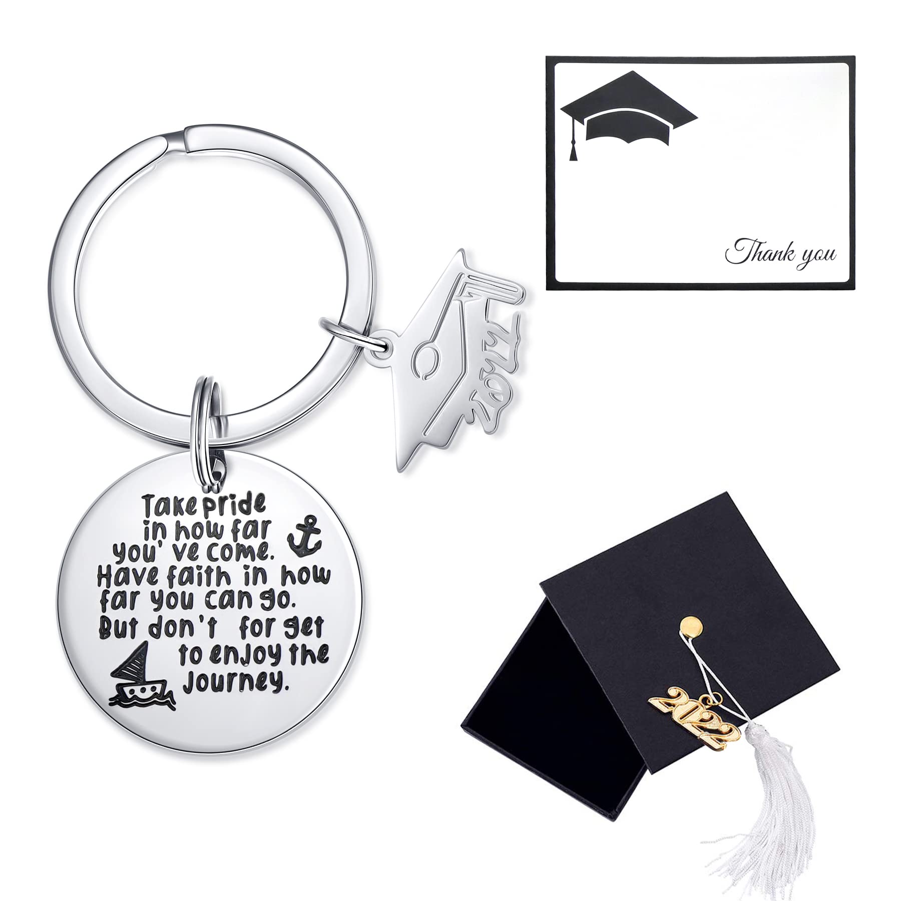 2022 Sannyra Graduation Keychain Set - Cap Box, Card & Jewelry Gift for High School & College Graduates - Perfect for Commencement Ceremonies & Graduation Parties