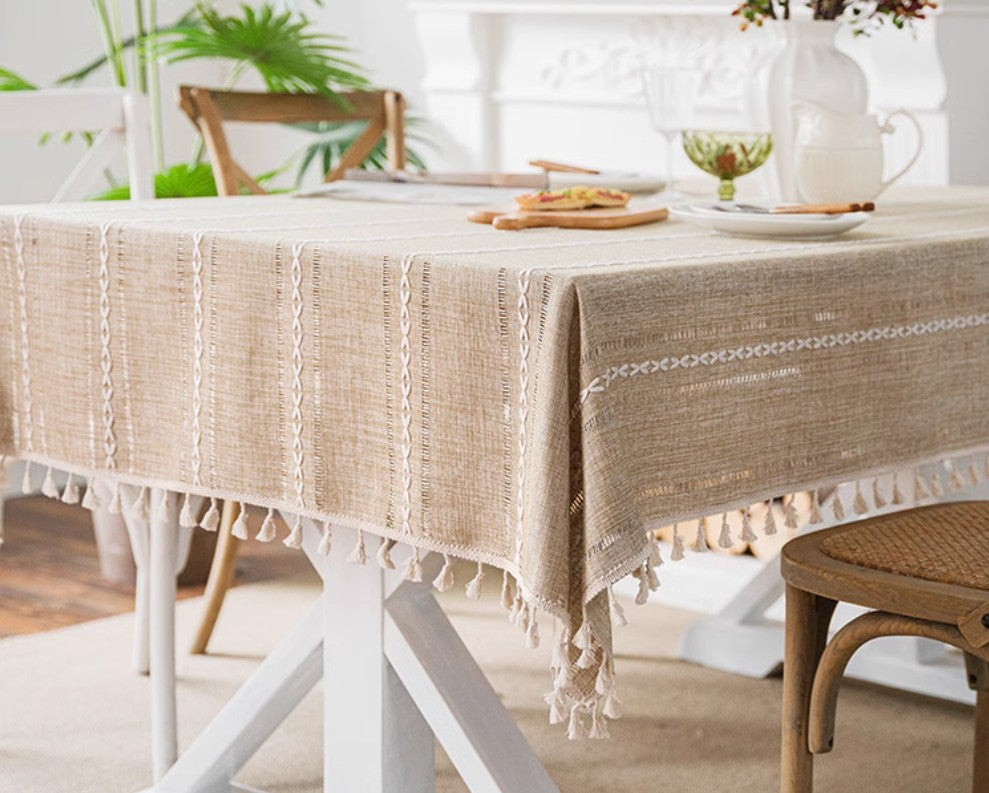 Extra Large Modern Rectangular Tablecloth - Premium Linen Dining Table Cover for Kitchen & Restaurant - Waterproof & Wrinkle-Resistant - Perfect for Dinner Parties, Weddings & Holiday Gatherings