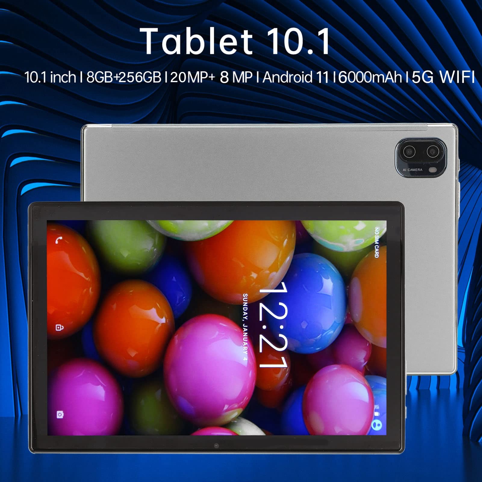 AMONIDA 10.1 Inch Android Tablet with 8MP+20MP Dual Camera, 2.4G/5G WiFi, 64GB Storage - Perfect for Online Learning, Video Calls & Entertainment (UK Plug) - Ideal for Students, Remote Work & Home Use