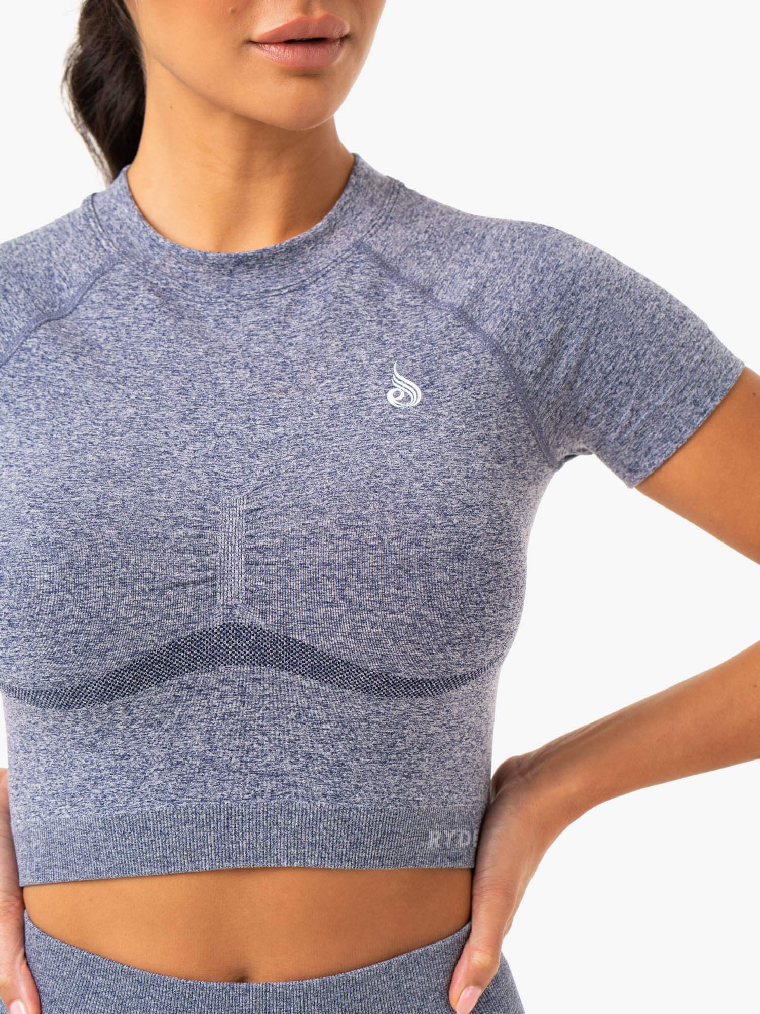 Premium Staples Seamless T-Shirt for Men - Soft Navy Marl Cotton Tee - Comfortable Casual Wear for Everyday, Gym & Lounge