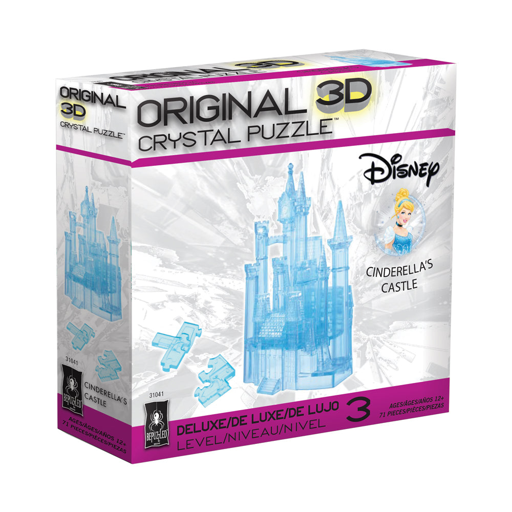 Disney Cinderella's Castle 3D Crystal Puzzle - 71 Piece Brain Teaser for Adults & Teens | Fun Home Decor & Gift for Disney Fans | Perfect for Relaxation, Stress Relief & Family Game Nights