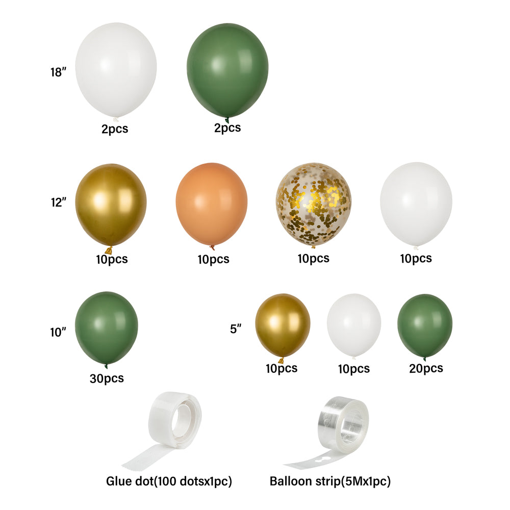 Premium Green, White & Gold Balloon Arch Kit - 116 Pieces for Stunning Party Decorations | Perfect for Weddings, Birthdays & Baby Showers