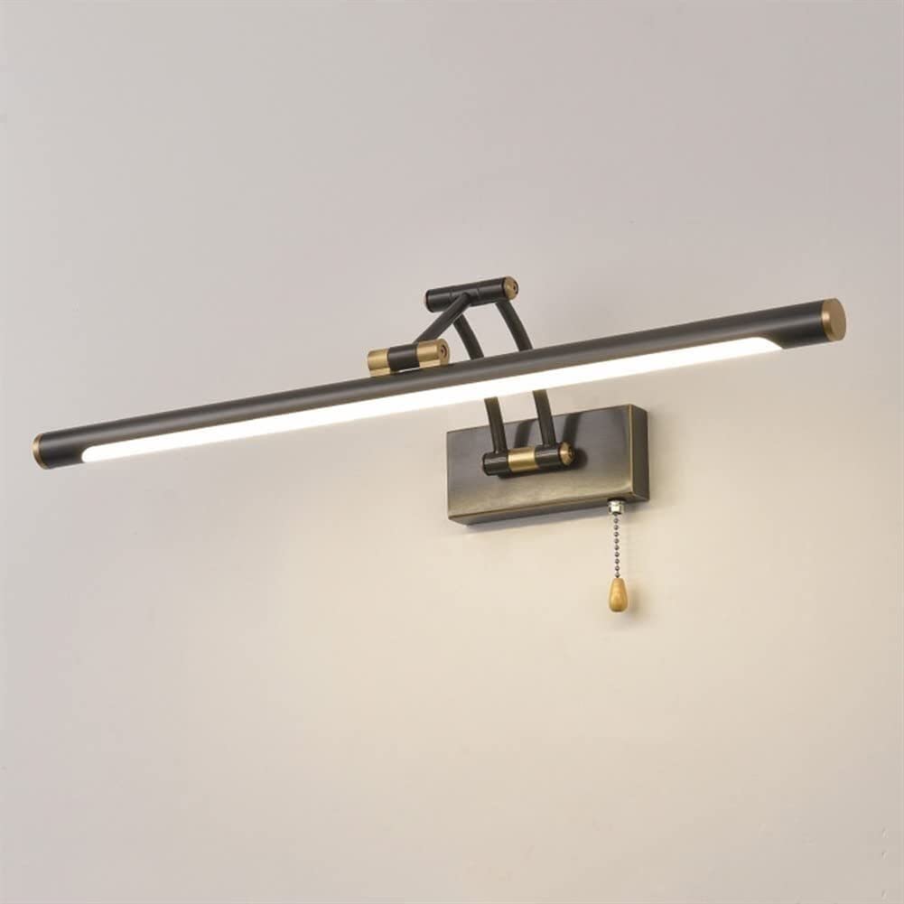 Modern Adjustable Black Copper LED Vanity Mirror Light - 58cm Linear Bathroom Wall Fixture with Pull Chain Switch for Makeup & Grooming | Perfect for Dressing Rooms, Bathrooms & Luxury Home Decor