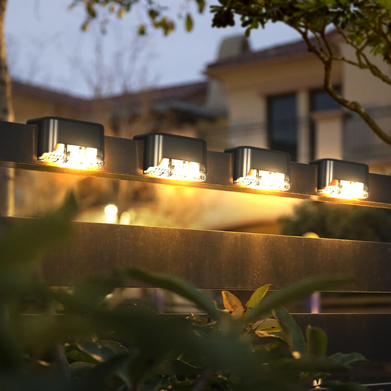 16 Pack Solar Deck Lights Outdoor Waterproof - Warm White LED Solar Step Lights for Patio, Fence, Garden, Balcony & Pathway Decor - Weatherproof Solar Landscape Lighting for Nighttime Safety & Ambience